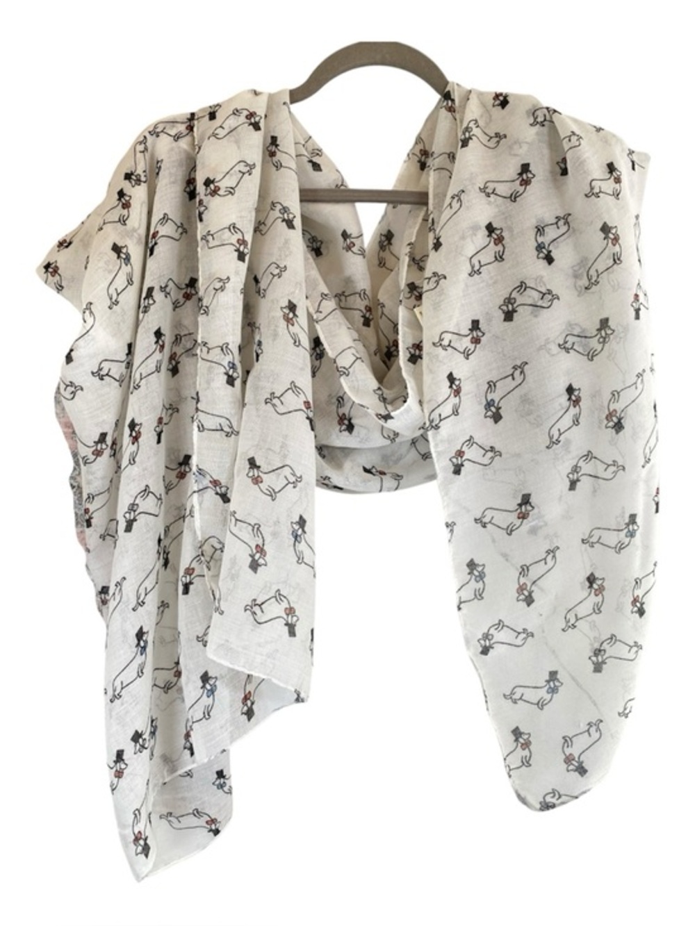 Daschund Novelty Print Gauze Large Scarf Travel Wrap